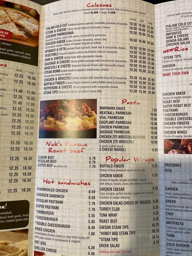 Nick's Pizza Roast Beef & Subs - Woburn, MA menu_pic