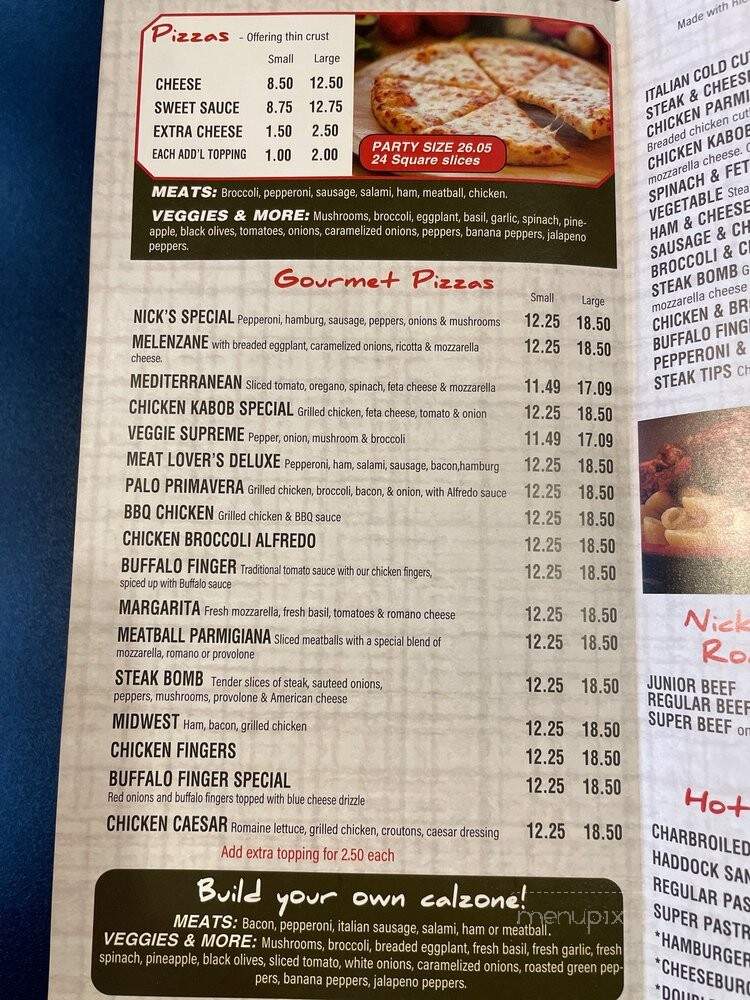 Nick's Pizza Roast Beef & Subs - Woburn, MA menu_pic
