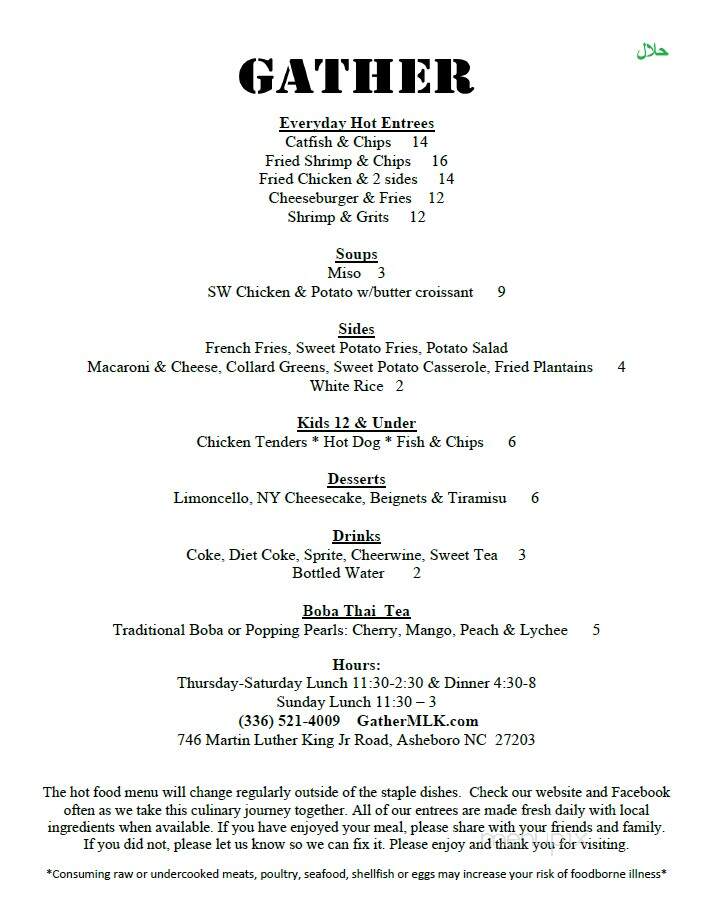 Gather - Asheboro, NC menu_pic
