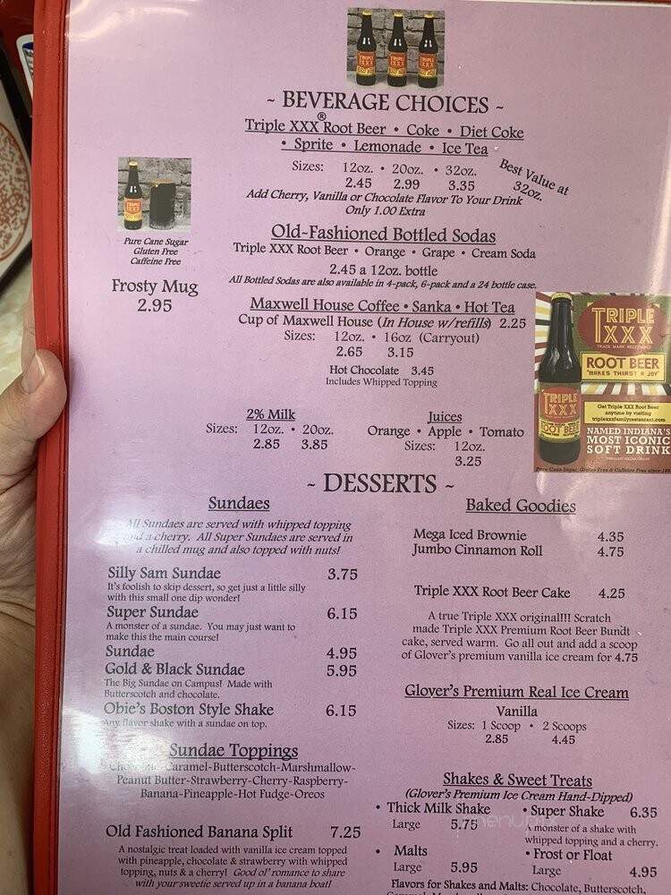 Triple X Family Restaurant - West Lafayette, IN menu_pic