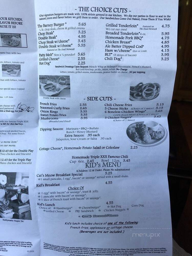 Triple X Family Restaurant - West Lafayette, IN menu_pic