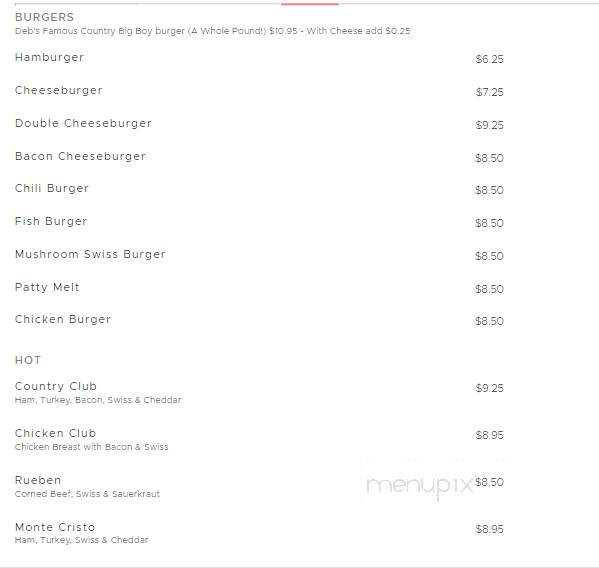 Deb's Cafe - Alsea, OR menu_pic