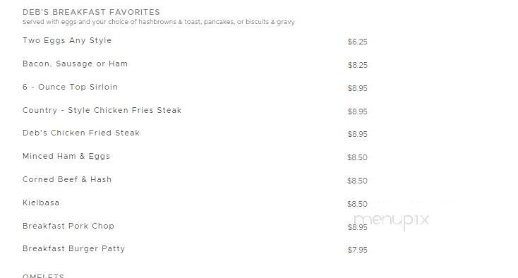 Deb's Cafe - Alsea, OR menu_pic
