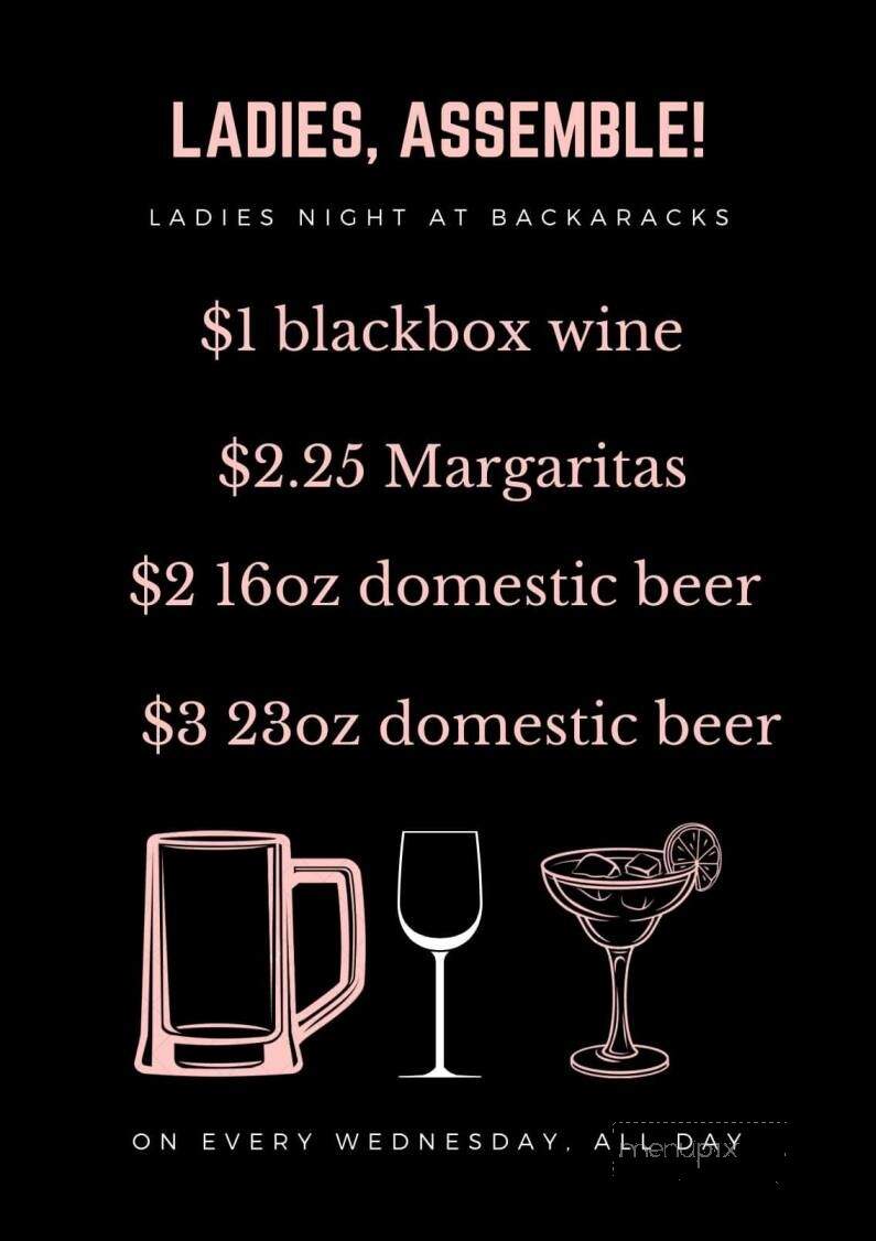 Backaracks Sports Bar & Restaurant - Scottsbluff, NE menu_pic