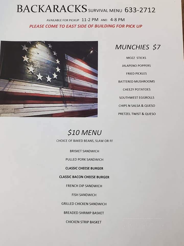 Backaracks Sports Bar & Restaurant - Scottsbluff, NE menu_pic
