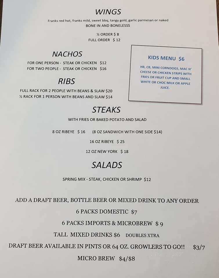 Backaracks Sports Bar & Restaurant - Scottsbluff, NE menu_pic