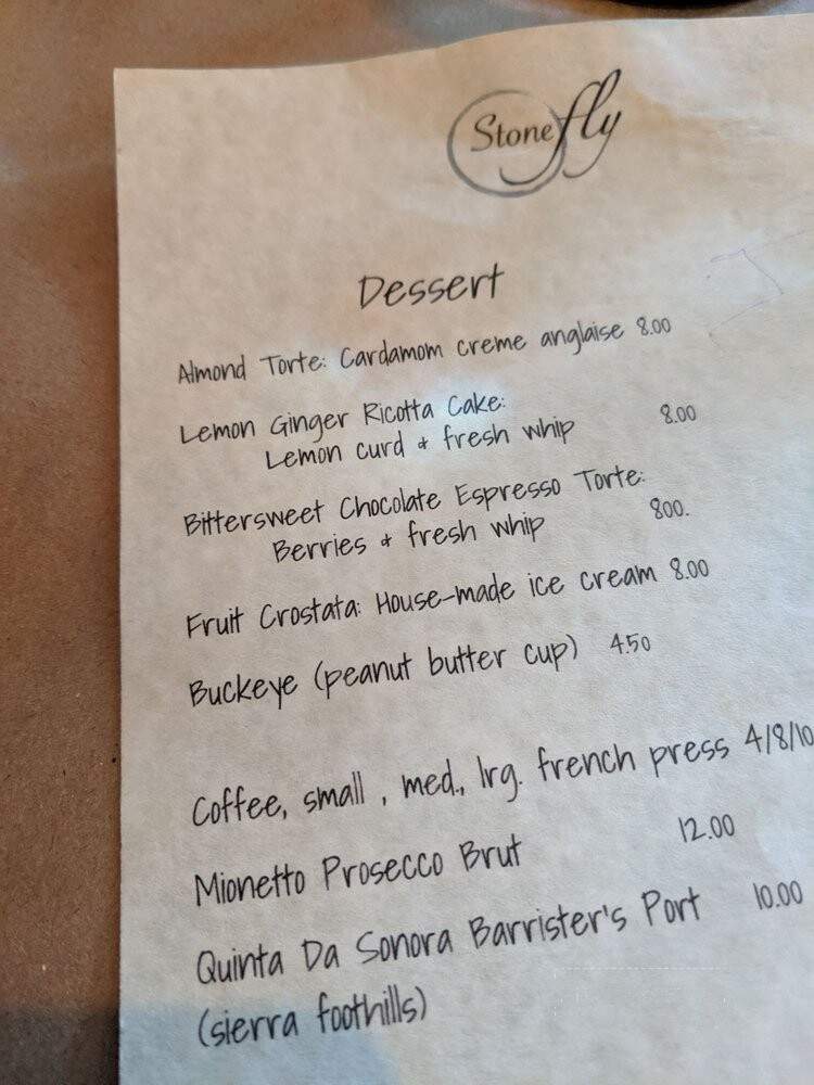 Stonefly - Markleeville, CA menu_pic