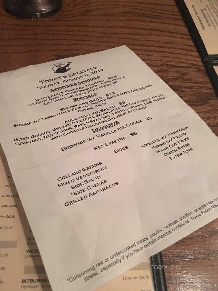 Patrick Henry's Pub and Grille - Richmond, VA menu_pic