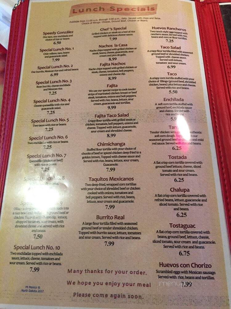 Mi Mexico - Minot, ND menu_pic