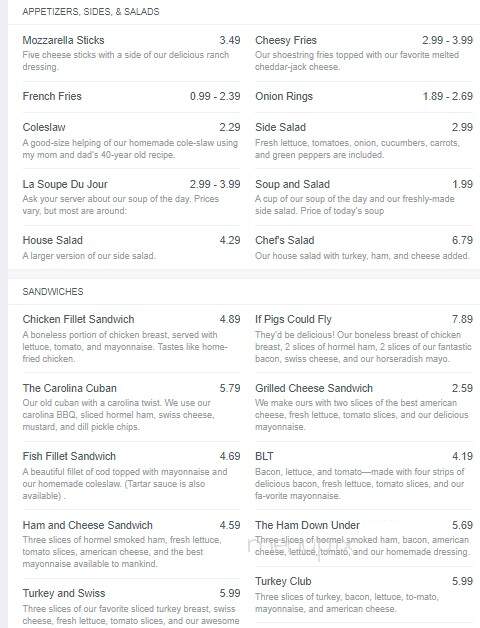 Shelton's Big Grill - Virginia Beach, VA menu_pic