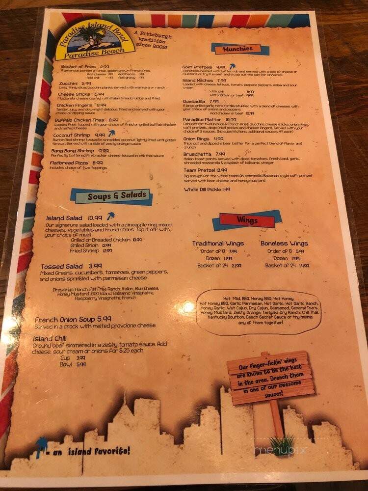 Paradise Island Bowl - Neville Island, PA menu_pic