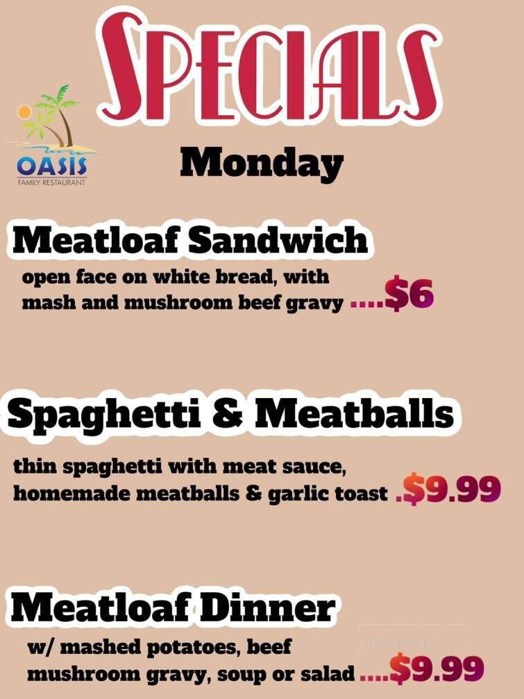 Oasis Restaurant - Three Rivers, MI menu_pic