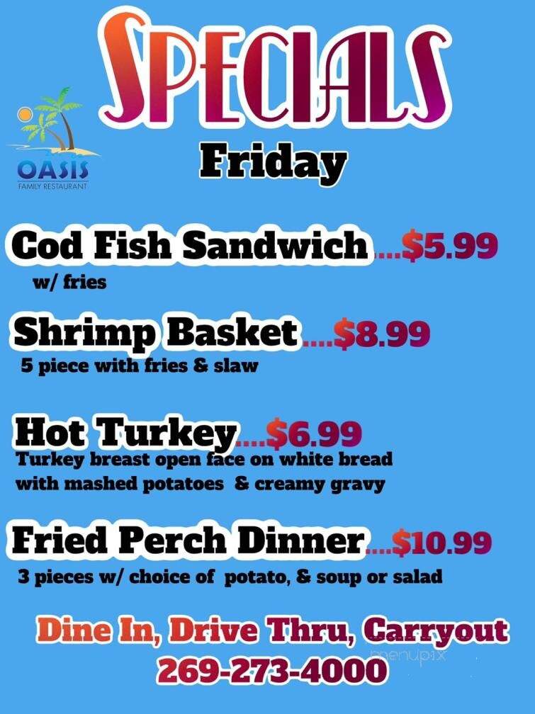 Oasis Restaurant - Three Rivers, MI menu_pic