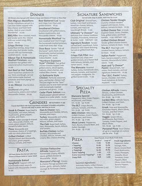 Manzanas Deli - Onaway, MI menu_pic
