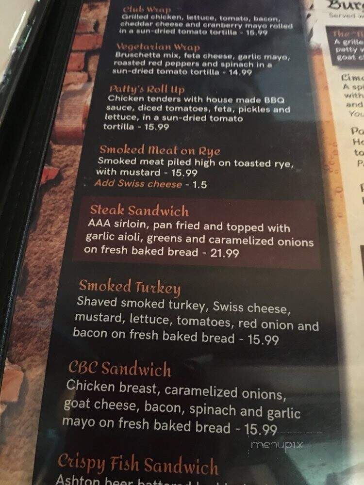 Patty's Pub - Ottawa, ON menu_pic