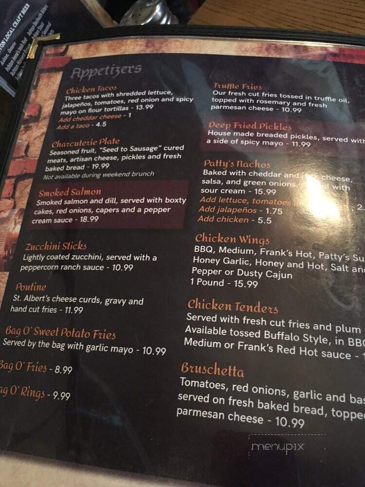 Patty's Pub - Ottawa, ON menu_pic