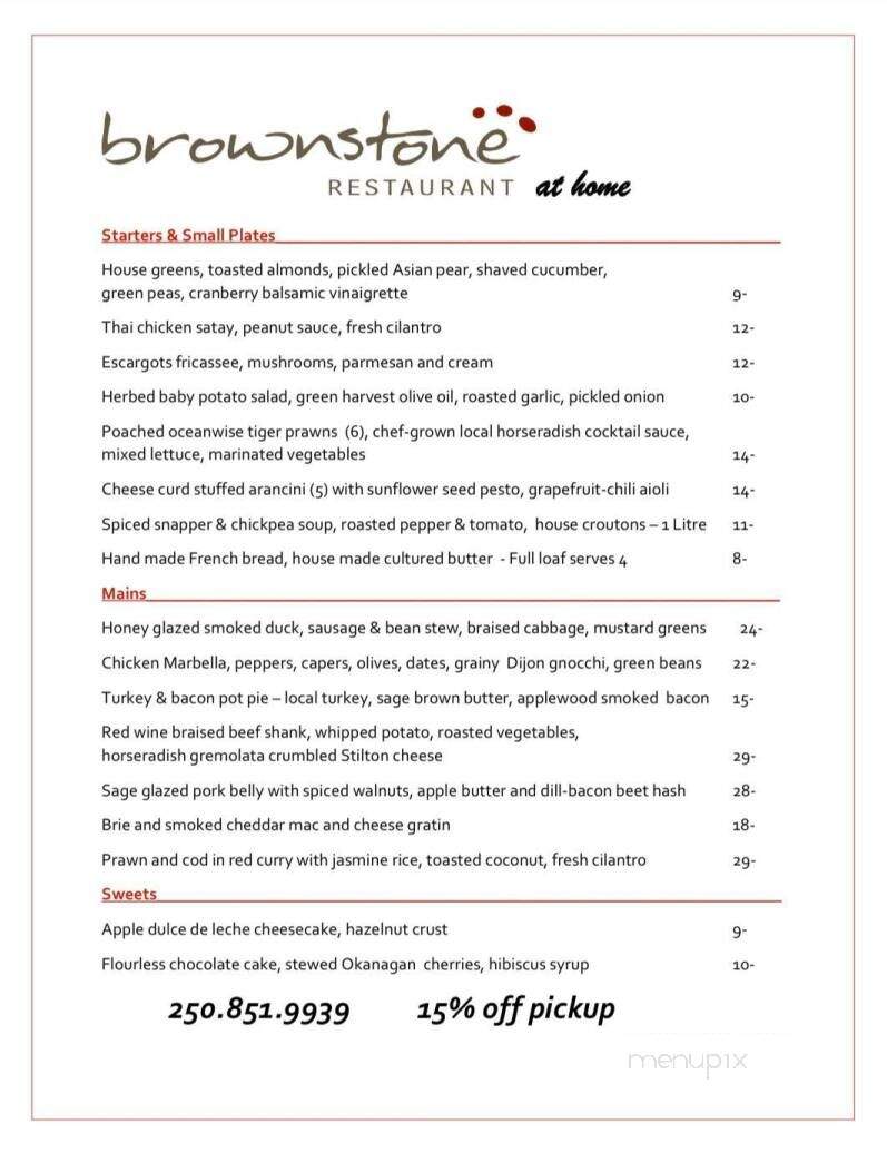 Brownstone Restaurant - Kamloops, BC menu_pic