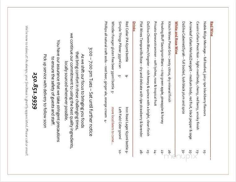 Brownstone Restaurant - Kamloops, BC menu_pic