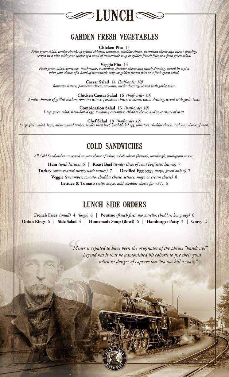 Billy's Family Restaurant - Princeton, BC menu_pic