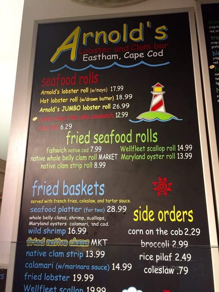 Arnold's Restaurant - Eastham, MA menu_pic