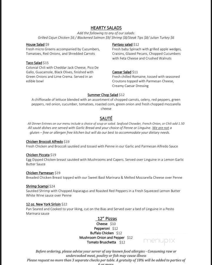 Colonial Hotel - Gardner, MA menu_pic