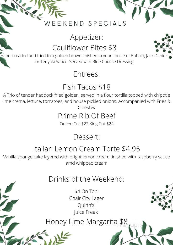 Colonial Hotel - Gardner, MA menu_pic