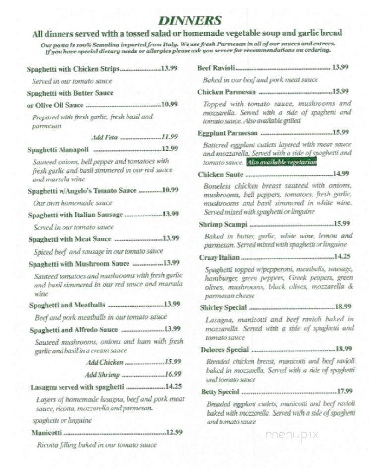 Angelos Of Kingsland - Kingsland, GA menu_pic