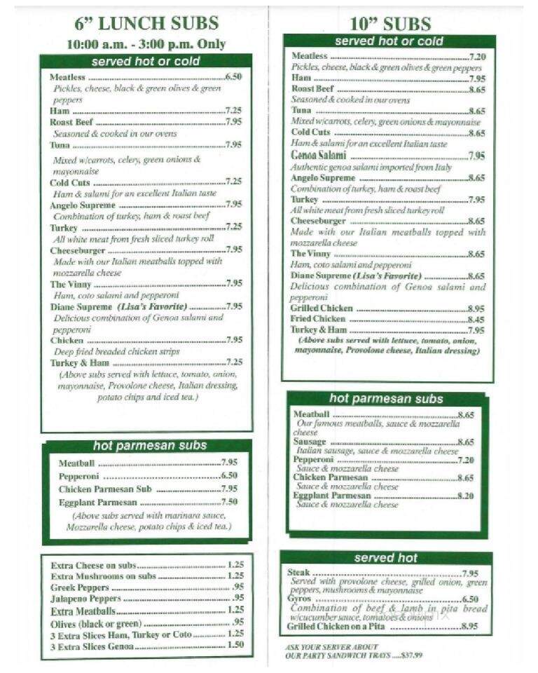 Angelos Of Kingsland - Kingsland, GA menu_pic
