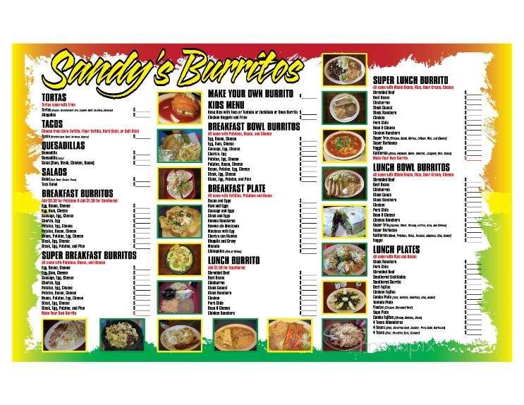 Sandy's Burritos - Gering, NE menu_pic