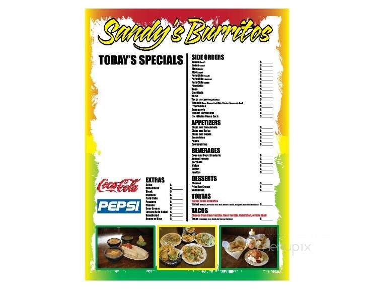 Sandy's Burritos - Gering, NE menu_pic