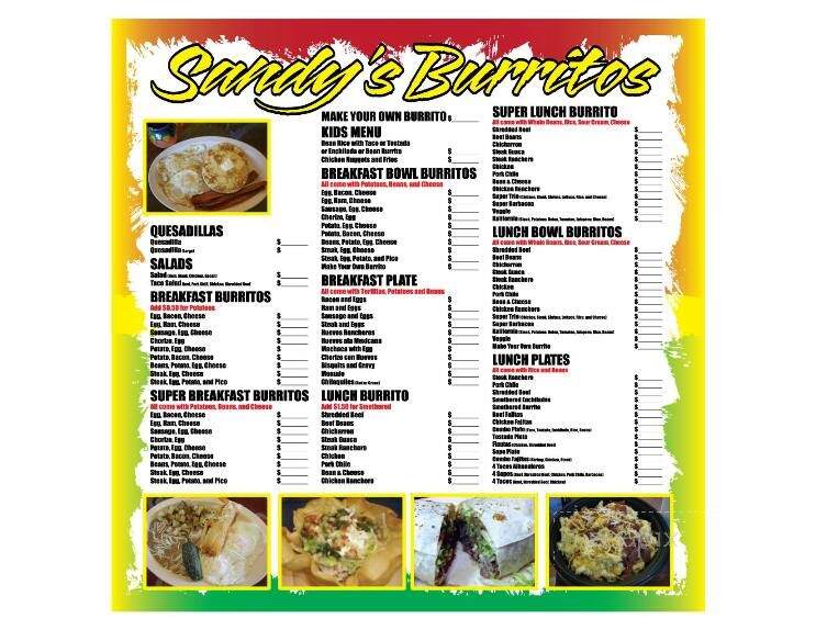 Sandy's Burritos - Gering, NE menu_pic