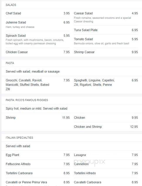 Rico's Ristorante - East Syracuse, NY menu_pic