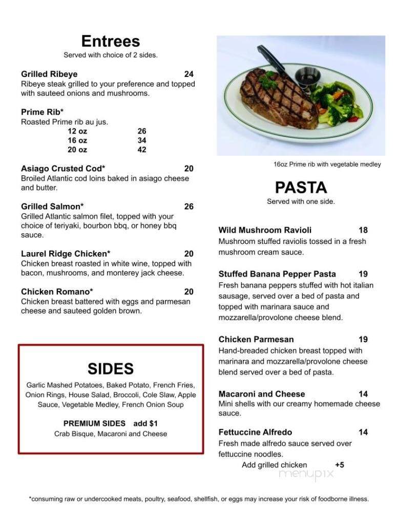 Foggy Mountain Lodge - Stahlstown, PA menu_pic