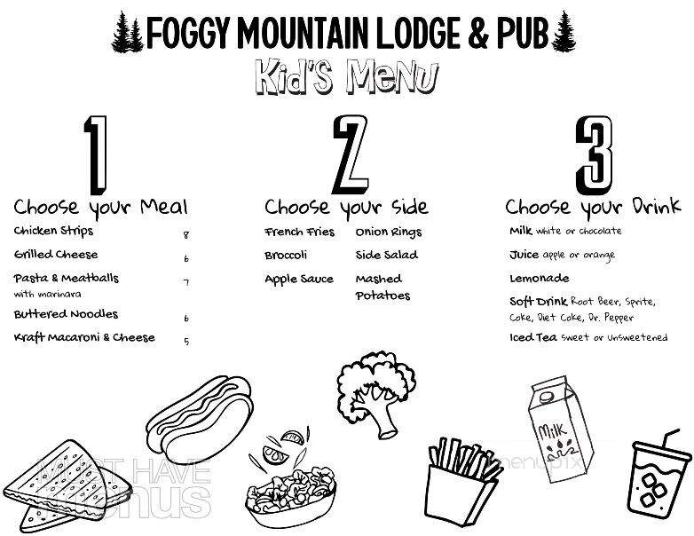 Foggy Mountain Lodge - Stahlstown, PA menu_pic