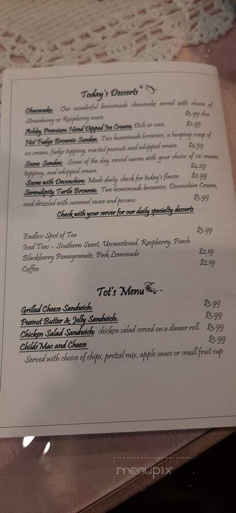 Serendipity Tea Room - Belle Vernon, PA menu_pic