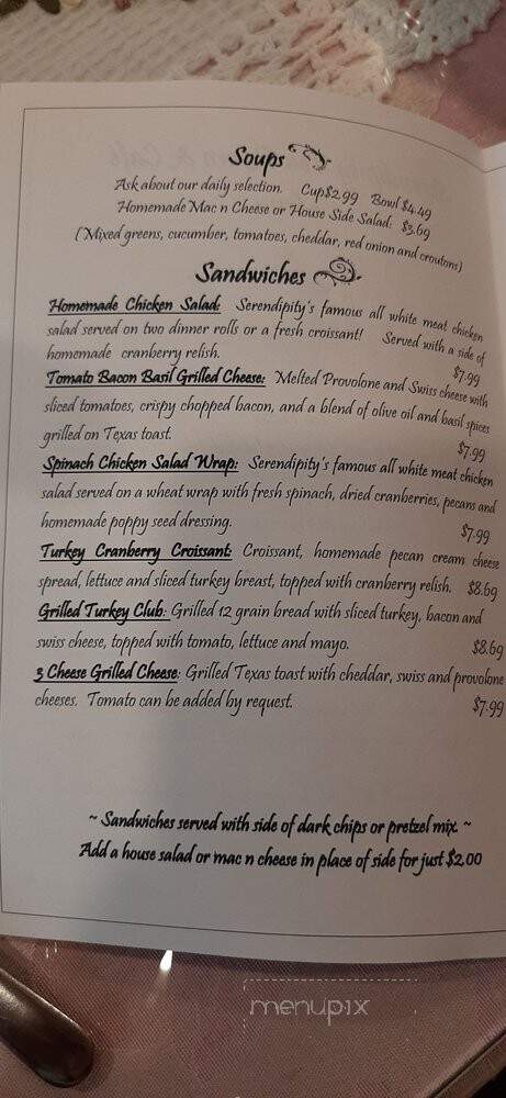 Serendipity Tea Room - Belle Vernon, PA menu_pic