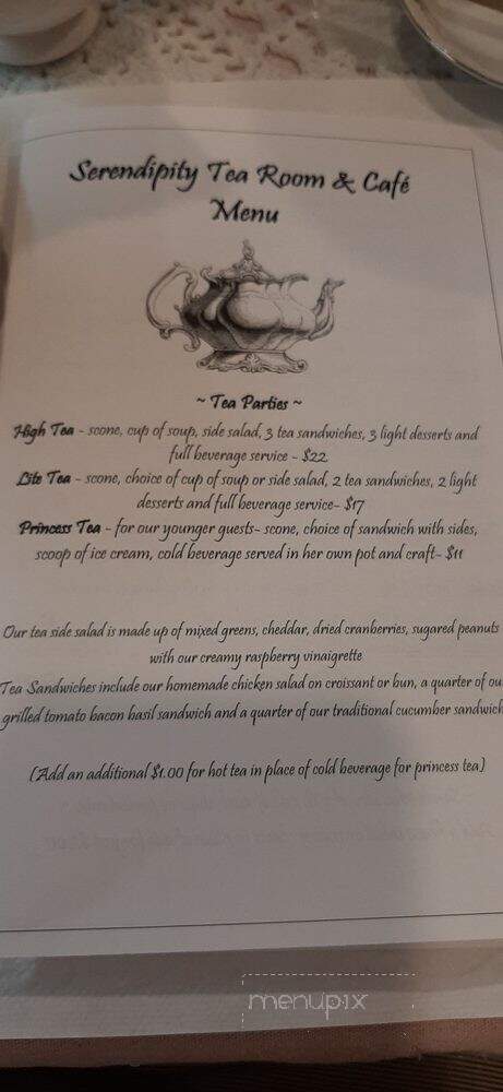 Serendipity Tea Room - Belle Vernon, PA menu_pic