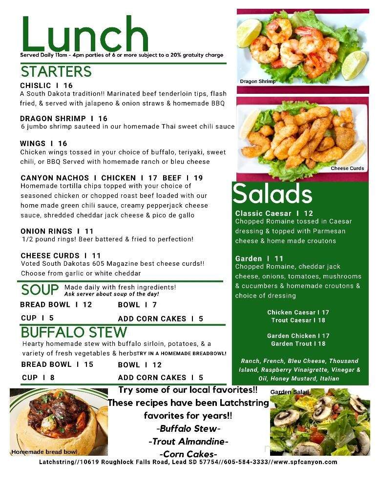 Latchstring Restaurant - Spearfish, SD menu_pic