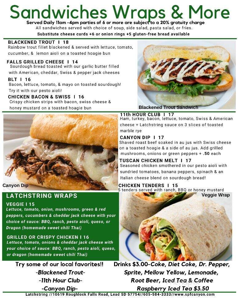 Latchstring Restaurant - Spearfish, SD menu_pic