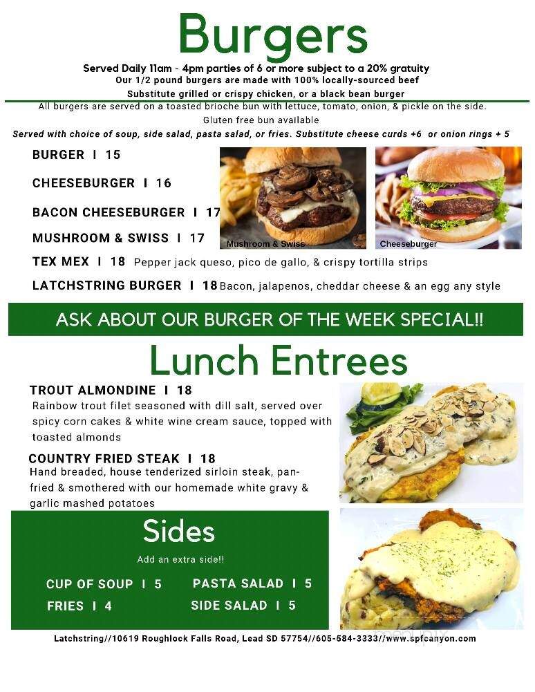 Latchstring Restaurant - Spearfish, SD menu_pic
