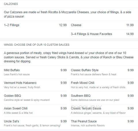 Ramunto's Silician Pizza - Middlebury, VT menu_pic