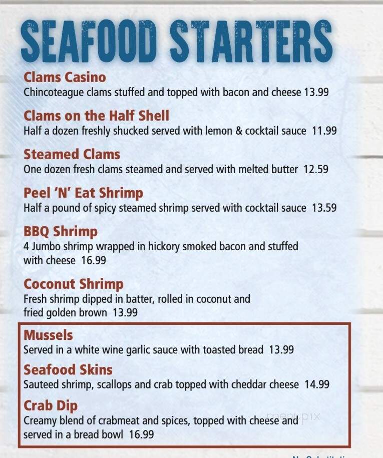 Steamers Seafood Restaurant - Chincoteague, VA menu_pic