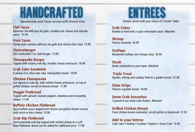 Steamers Seafood Restaurant - Chincoteague, VA menu_pic