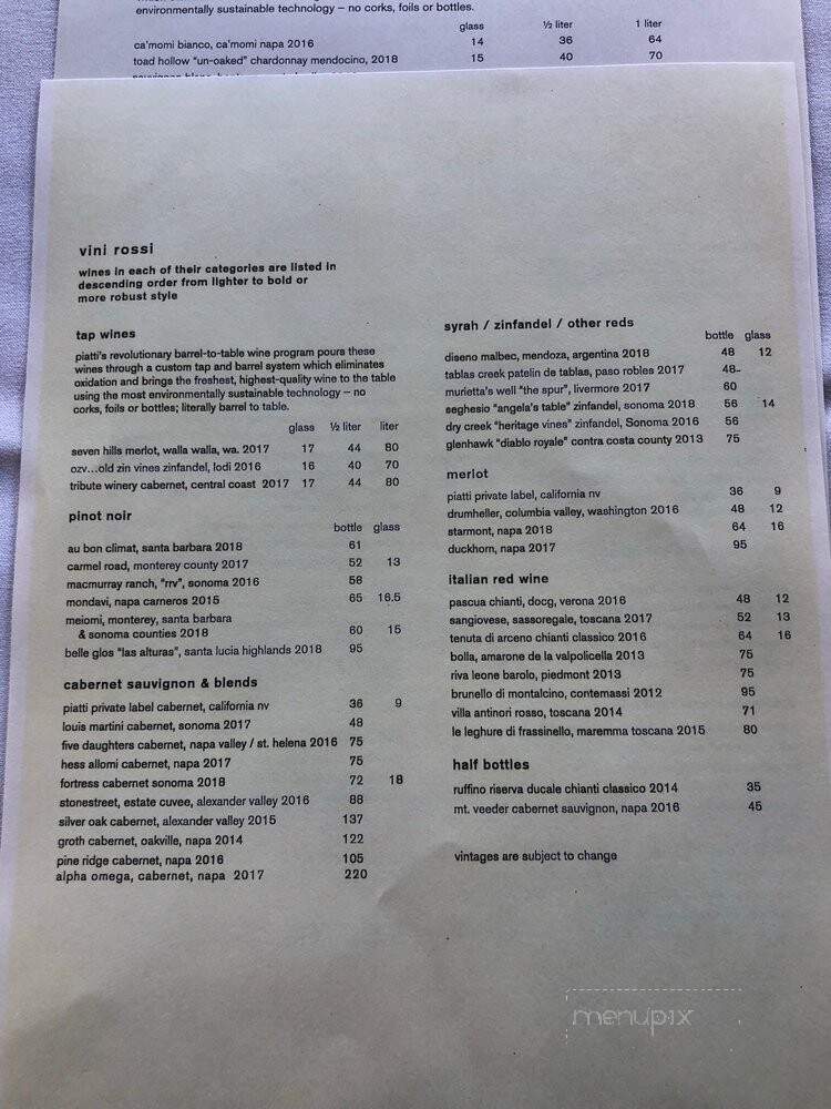 Piatti Restaurant - Danville, CA menu_pic