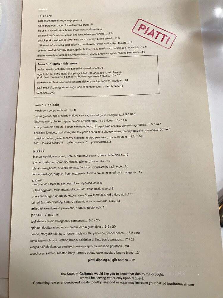 Piatti Restaurant - Danville, CA menu_pic