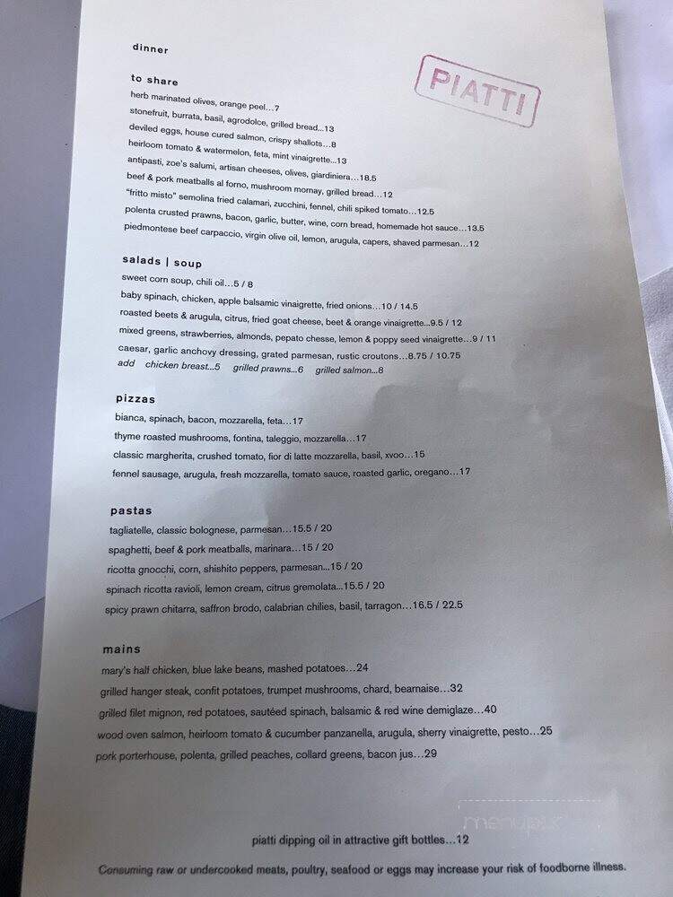 Piatti Restaurant - Danville, CA menu_pic