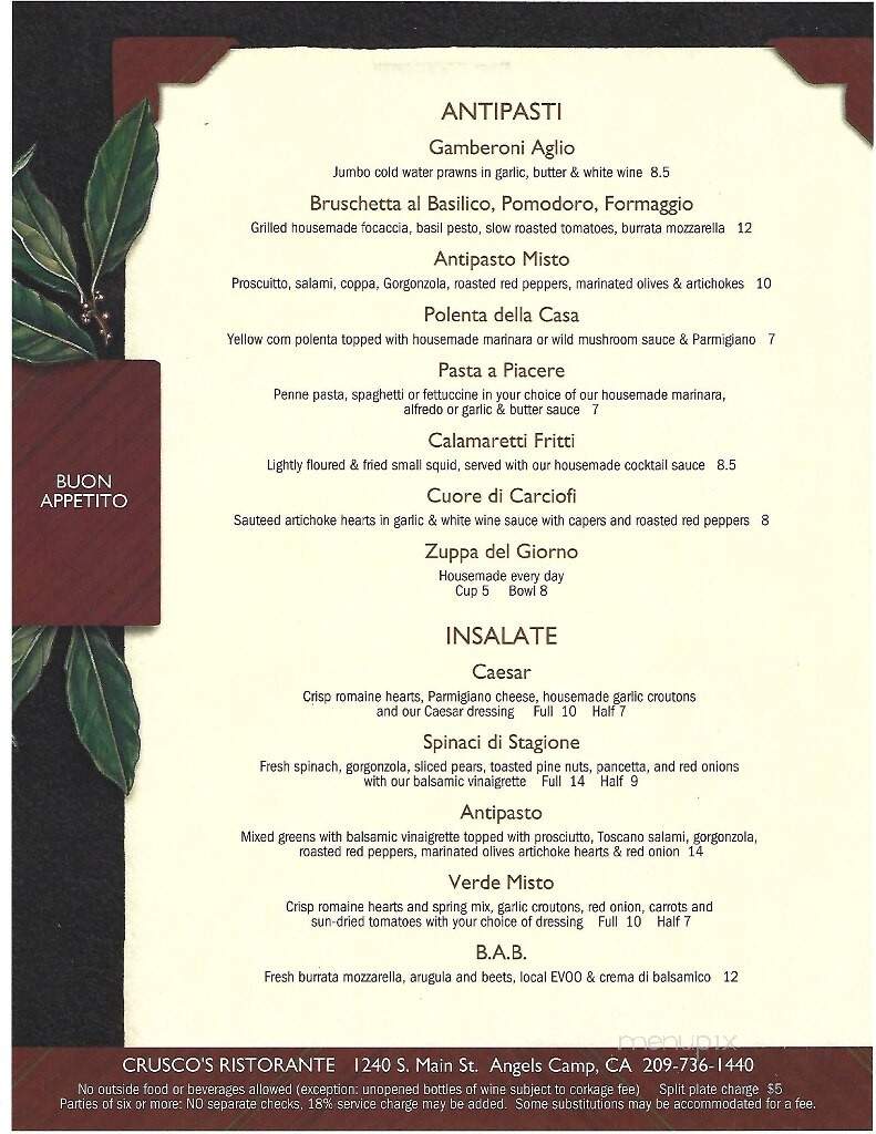 Crusco's - Angels Camp, CA menu_pic
