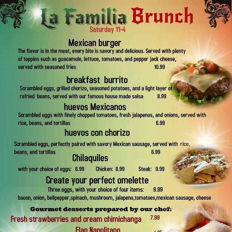 La Familia Mexican Restaurant - Rossville, GA menu_pic