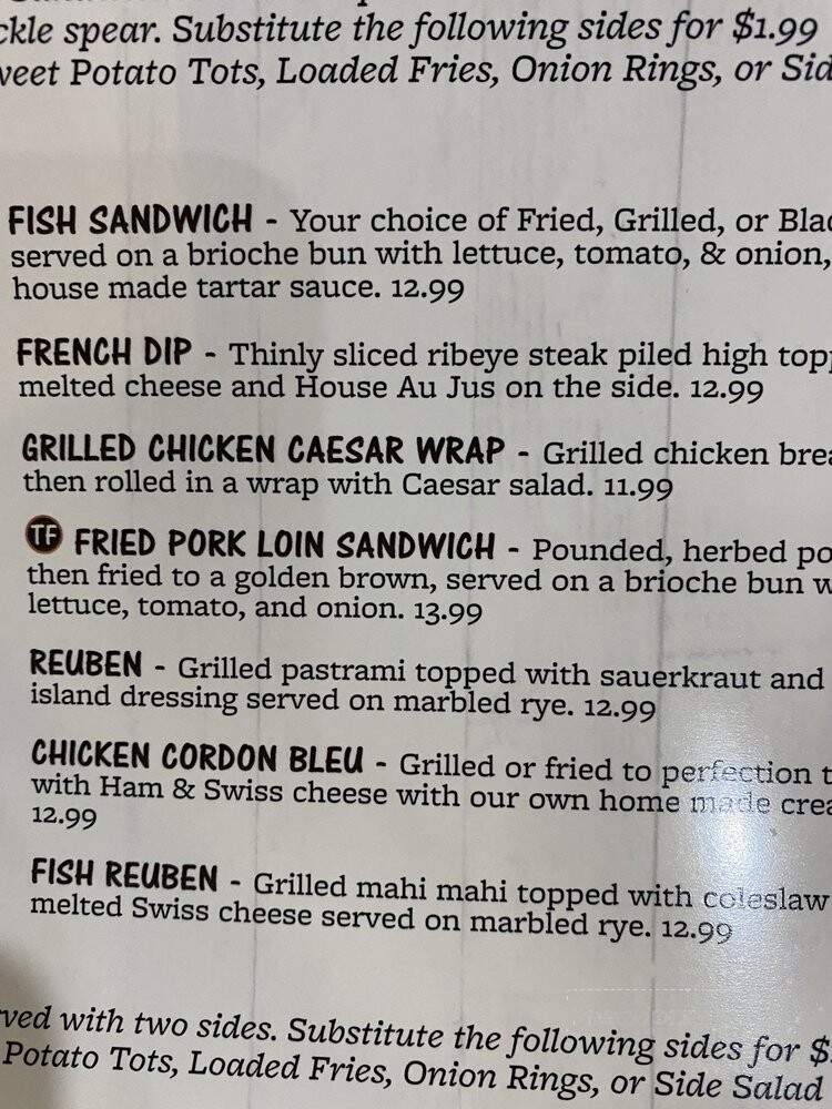 Tillie's - Eustis, FL menu_pic