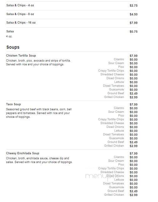 Juanito's Mexican Restaurant - Bastrop, LA menu_pic
